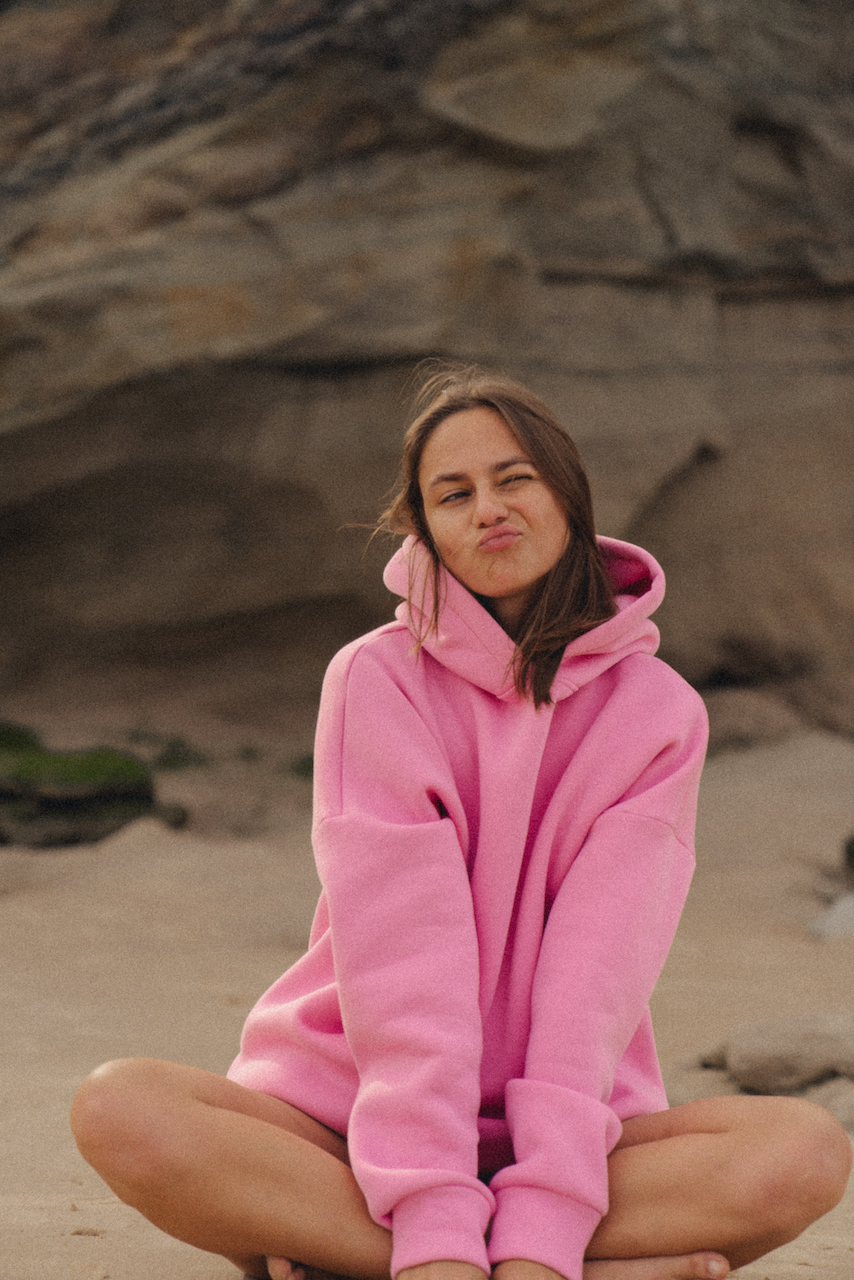 COZY PINK SHERPA HOODIE