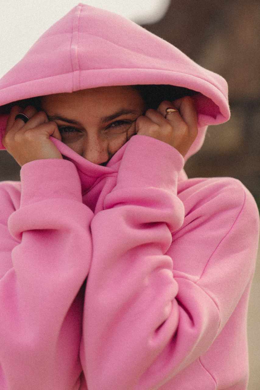 COZY PINK SHERPA HOODIE