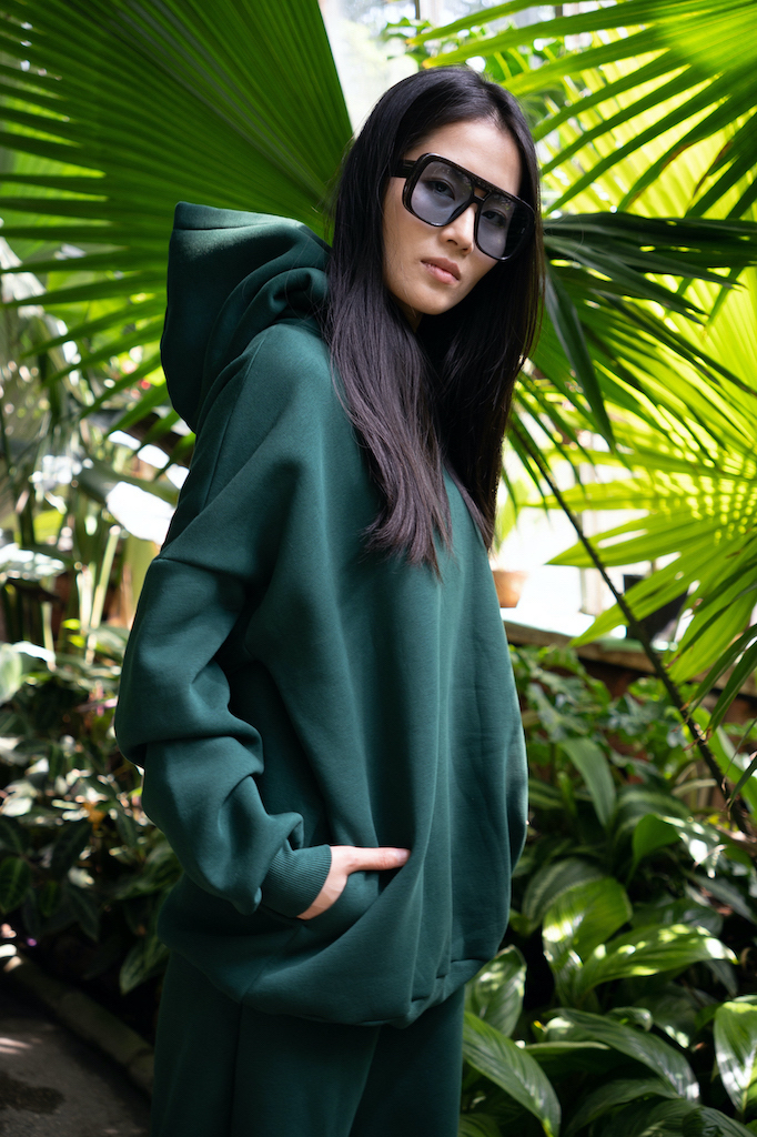 COZY GREEN SHERPA HOODIE