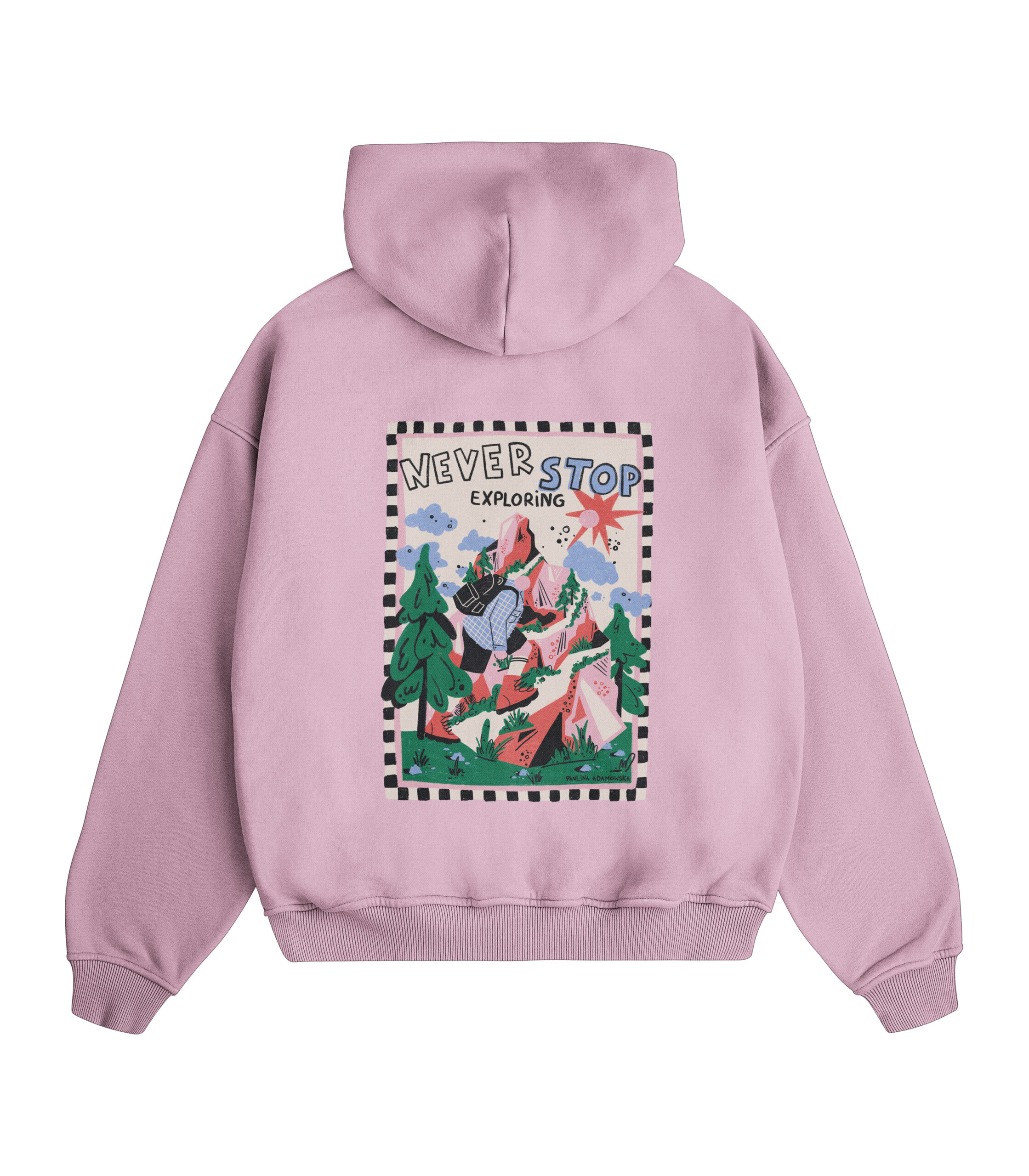 hoodie_pink2 Bluza Sherpa „Never Stop Exploring” dusty pink
