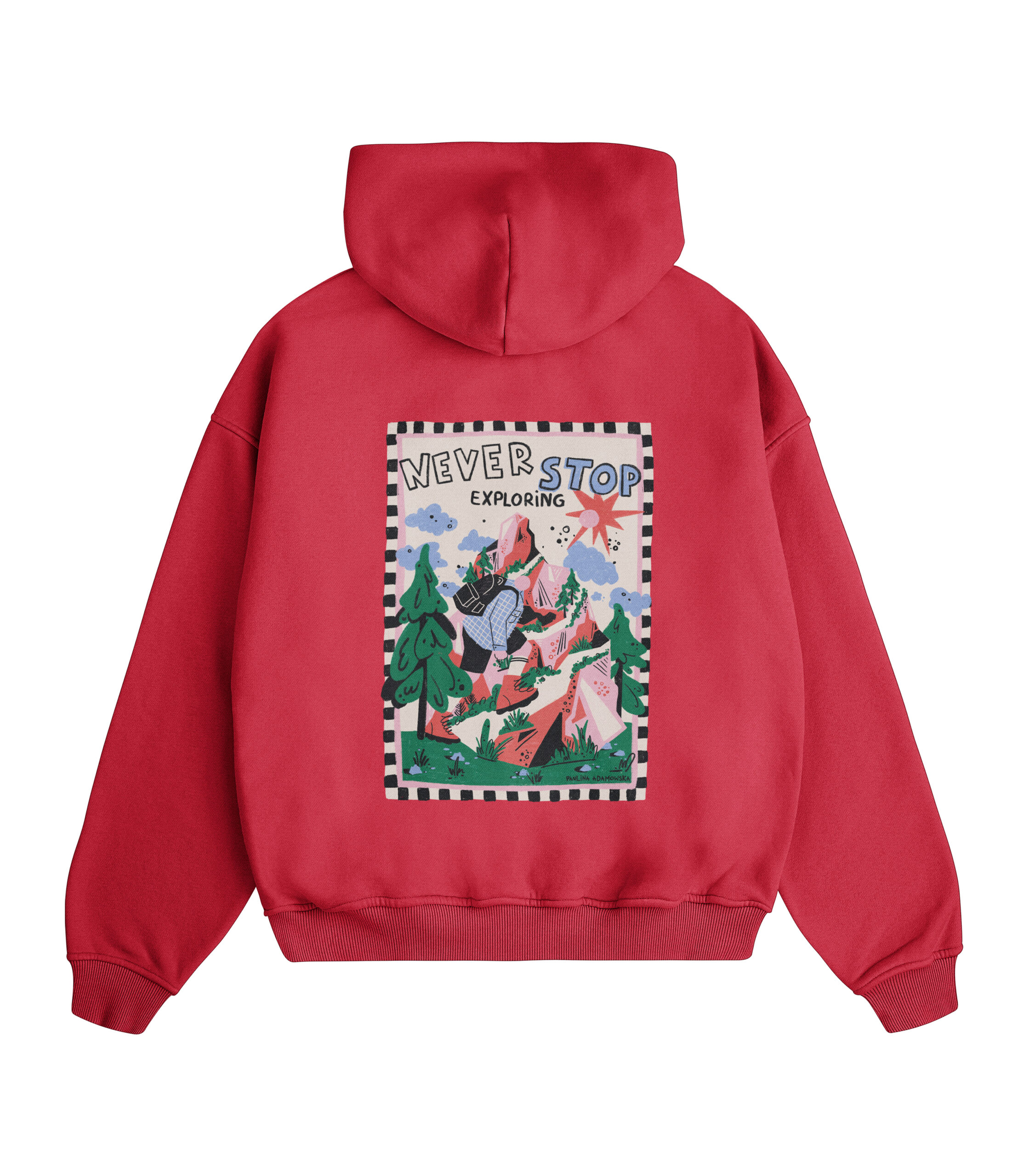 Bluza Sherpa „Never Stop Exploring” deep red