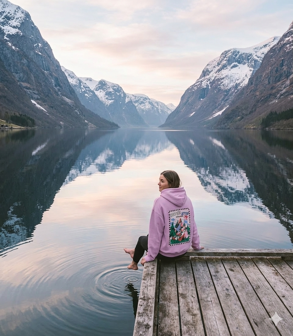 Bluza Sherpa „Never Stop Exploring”  dusty pink