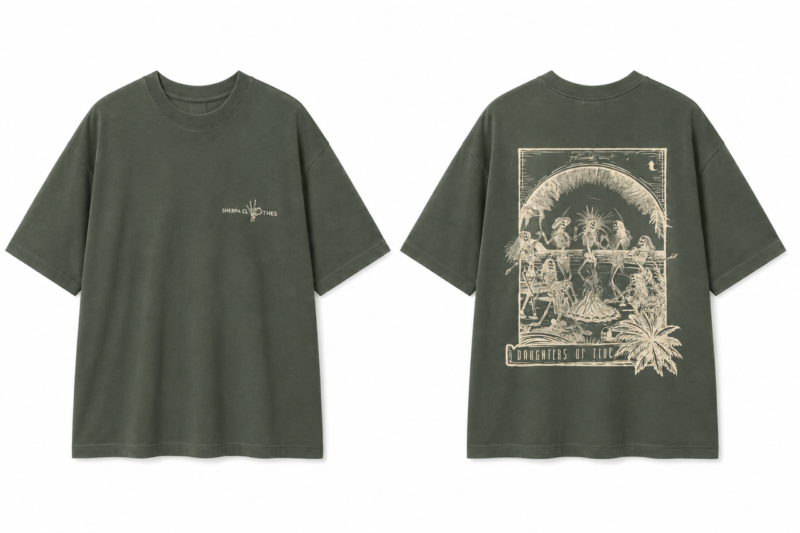 MANIA × SHERPA tee DAUGHTERS OF TIDE green